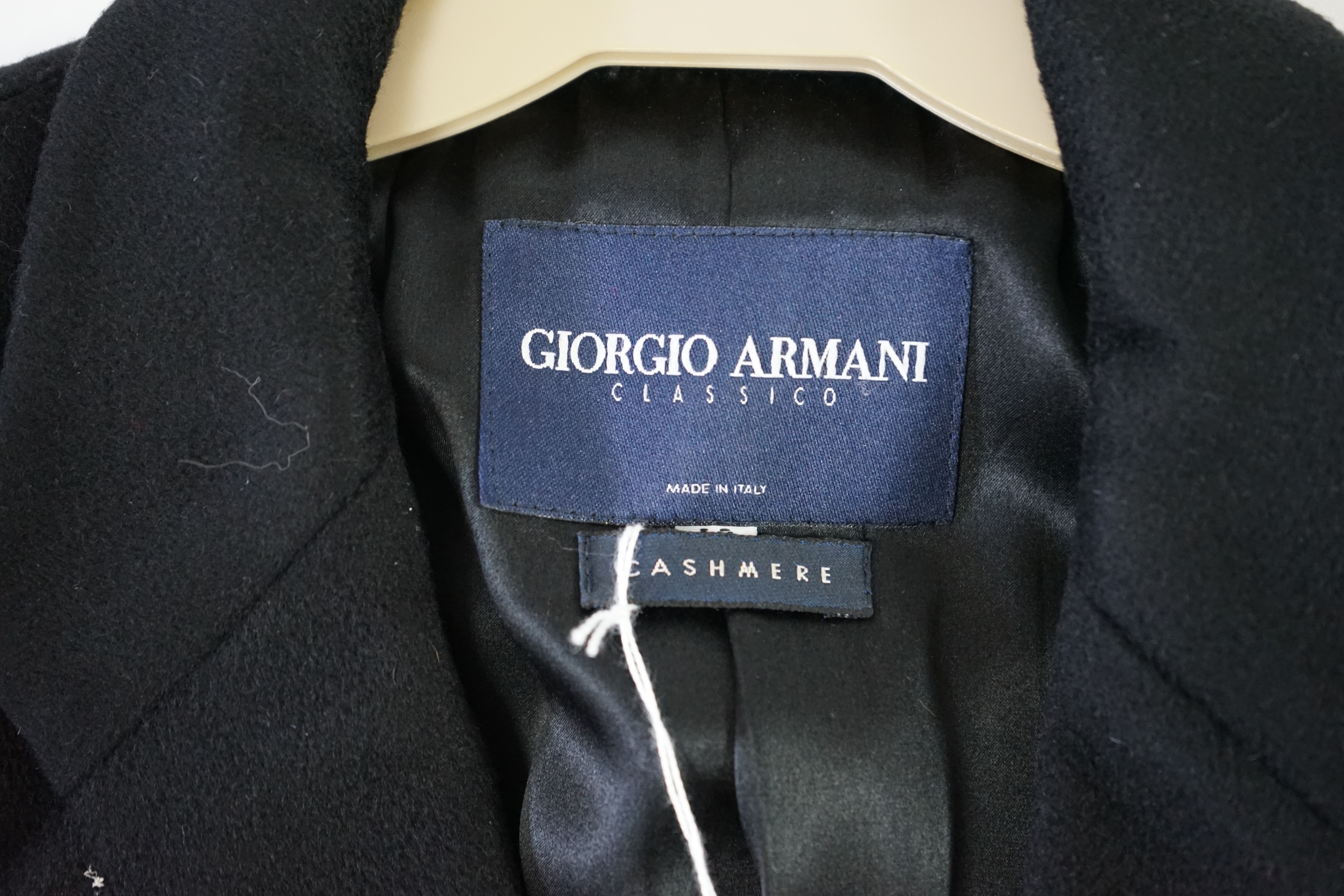 A Georgio Armani Classico lady's black cashmere long coat. Proceeds to Happy Paws Puppy Rescue
